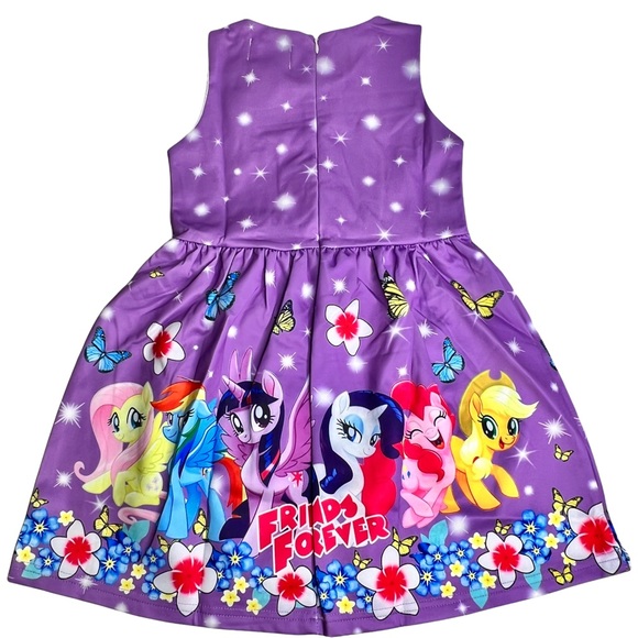 Purple My Little Pony Friends Forever A-Line Dress Rainbow Dash Unicorn bow tie - Picture 3 of 5